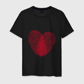 Мужская футболка хлопок с принтом Сердце в виде отпечатков в Екатеринбурге, 100% хлопок | прямой крой, круглый вырез горловины, длина до линии бедер, слегка спущенное плечо. | Тематика изображения на принте: 