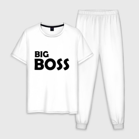 Мужская пижама хлопок с принтом Большой босс   темная в Санкт-Петербурге, 100% хлопок | брюки и футболка прямого кроя, без карманов, на брюках мягкая резинка на поясе и по низу штанин
 | 