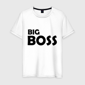 Мужская футболка хлопок с принтом Большой босс   темная в Санкт-Петербурге, 100% хлопок | прямой крой, круглый вырез горловины, длина до линии бедер, слегка спущенное плечо. | 
