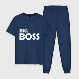 Мужская пижама хлопок с принтом Большой босс   светлая в Кировске, 100% хлопок | брюки и футболка прямого кроя, без карманов, на брюках мягкая резинка на поясе и по низу штанин
 | 