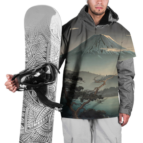 Накидка на куртку 3D с принтом Великий вулкан Фудзияма , 100% полиэстер |  | 