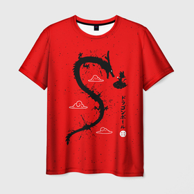 Мужская футболка 3D с принтом Dragon Ball Гоку и дракон в Тюмени, 100% полиэфир | прямой крой, круглый вырез горловины, длина до линии бедер | Тематика изображения на принте: 