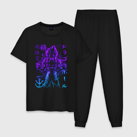 Мужская пижама хлопок с принтом Dragon Ball Гоку неон , 100% хлопок | брюки и футболка прямого кроя, без карманов, на брюках мягкая резинка на поясе и по низу штанин
 | 