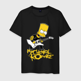 Мужская футболка хлопок с принтом My Chemical Romance Барт Симпсон рокер в Белгороде, 100% хлопок | прямой крой, круглый вырез горловины, длина до линии бедер, слегка спущенное плечо. | Тематика изображения на принте: 