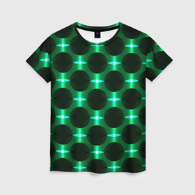 Женская футболка 3D с принтом Зелёные фонари и чёрные круги , 100% полиэфир ( синтетическое хлопкоподобное полотно) | прямой крой, круглый вырез горловины, длина до линии бедер | 
