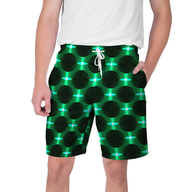 Мужские шорты 3D с принтом Зелёные фонари и чёрные круги в Кировске,  полиэстер 100% | прямой крой, два кармана без застежек по бокам. Мягкая трикотажная резинка на поясе, внутри которой широкие завязки. Длина чуть выше колен | 