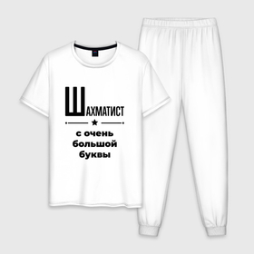 Мужская пижама хлопок с принтом Шахматист   с очень большой буквы в Петрозаводске, 100% хлопок | брюки и футболка прямого кроя, без карманов, на брюках мягкая резинка на поясе и по низу штанин
 | 