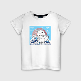 Детская футболка хлопок с принтом Морские котики на большой волне в Санкт-Петербурге, 100% хлопок | круглый вырез горловины, полуприлегающий силуэт, длина до линии бедер | Тематика изображения на принте: 