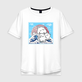 Мужская футболка хлопок Oversize с принтом Морские котики на большой волне в Новосибирске, 100% хлопок | свободный крой, круглый ворот, “спинка” длиннее передней части | Тематика изображения на принте: 