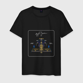 Мужская футболка хлопок с принтом F1 Lotus Senna в Екатеринбурге, 100% хлопок | прямой крой, круглый вырез горловины, длина до линии бедер, слегка спущенное плечо. | Тематика изображения на принте: 