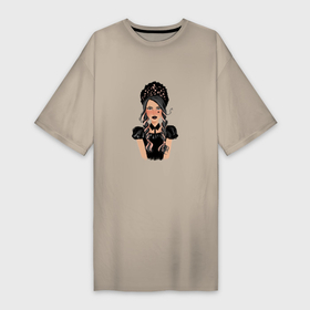 Платье-футболка хлопок с принтом готическая девушка в кокошнике в Курске,  |  | 