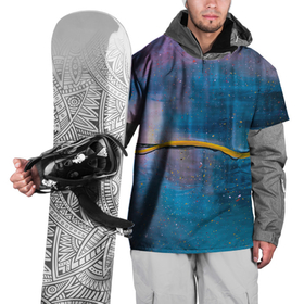 Накидка на куртку 3D с принтом Абстрактный сине фиолетовый туман и краски в Кировске, 100% полиэстер |  | 