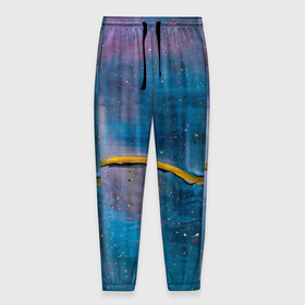 Мужские брюки 3D с принтом Абстрактный сине фиолетовый туман и краски в Кировске, 100% полиэстер | манжеты по низу, эластичный пояс регулируется шнурком, по бокам два кармана без застежек, внутренняя часть кармана из мелкой сетки | Тематика изображения на принте: 