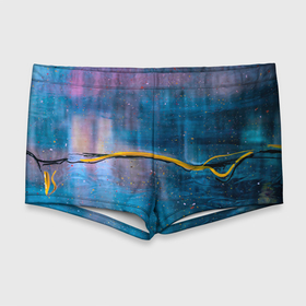 Мужские купальные плавки 3D с принтом Абстрактный сине фиолетовый туман и краски в Курске, Полиэстер 85%, Спандекс 15% |  | 
