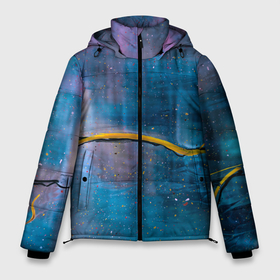 Мужская зимняя куртка 3D с принтом Абстрактный сине фиолетовый туман и краски в Кировске, верх — 100% полиэстер; подкладка — 100% полиэстер; утеплитель — 100% полиэстер | длина ниже бедра, свободный силуэт Оверсайз. Есть воротник-стойка, отстегивающийся капюшон и ветрозащитная планка. 

Боковые карманы с листочкой на кнопках и внутренний карман на молнии. | 