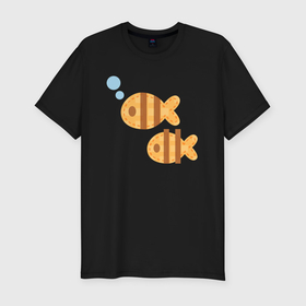 Мужская футболка хлопок Slim с принтом Две золотые рыбки в Белгороде, 92% хлопок, 8% лайкра | приталенный силуэт, круглый вырез ворота, длина до линии бедра, короткий рукав | 