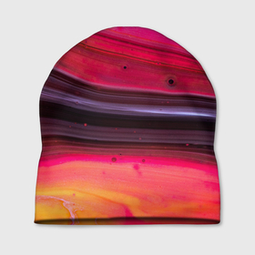 Шапка 3D с принтом Абстрактные волны оттенков красного и фиолетового в Курске, 100% полиэстер | универсальный размер, печать по всей поверхности изделия | 