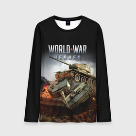 Мужской лонгслив 3D с принтом World War Heroes логотип и танки , 100% полиэстер | длинные рукава, круглый вырез горловины, полуприлегающий силуэт | 