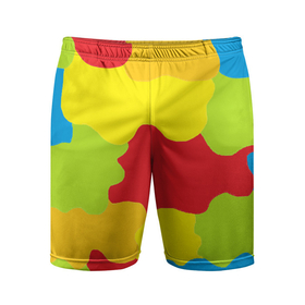 Мужские шорты спортивные с принтом Кляксы разноцветные   детский камуфляж в Белгороде,  |  | Тематика изображения на принте: 