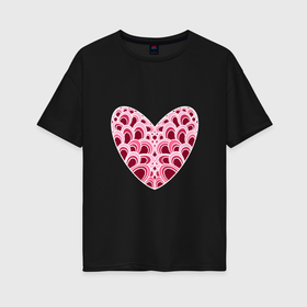 Женская футболка хлопок Oversize с принтом Красно розовое сердце в Курске, 100% хлопок | свободный крой, круглый ворот, спущенный рукав, длина до линии бедер
 | 