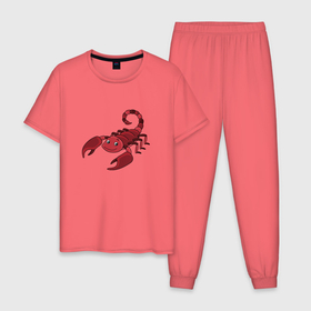Мужская пижама хлопок с принтом Мультяшный скорпион в Кировске, 100% хлопок | брюки и футболка прямого кроя, без карманов, на брюках мягкая резинка на поясе и по низу штанин
 | 
