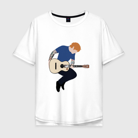 Мужская футболка хлопок Oversize с принтом Ed Sheeran в Екатеринбурге, 100% хлопок | свободный крой, круглый ворот, “спинка” длиннее передней части | Тематика изображения на принте: 