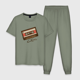 Мужская пижама хлопок с принтом Аудиокассета в Курске, 100% хлопок | брюки и футболка прямого кроя, без карманов, на брюках мягкая резинка на поясе и по низу штанин
 | 