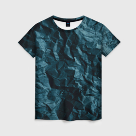 Женская футболка 3D с принтом Абстрактные тёмно синяя каменная текстура в Белгороде, 100% полиэфир ( синтетическое хлопкоподобное полотно) | прямой крой, круглый вырез горловины, длина до линии бедер | 