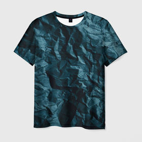 Мужская футболка 3D с принтом Абстрактные тёмно синяя каменная текстура в Белгороде, 100% полиэфир | прямой крой, круглый вырез горловины, длина до линии бедер | 
