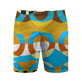 Мужские шорты спортивные с принтом Разноцветный абстрактный волнообразный паттерн с кругами в Курске,  |  | 