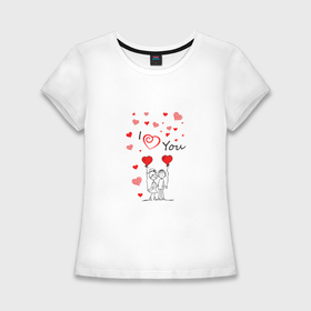 Женская футболка хлопок Slim с принтом Childrens love в Кировске,  |  | Тематика изображения на принте: 