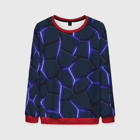 Мужской свитшот 3D с принтом Неон синий в Ухте, 100% полиэстер с мягким внутренним слоем | круглый вырез горловины, мягкая резинка на манжетах и поясе, свободная посадка по фигуре | 