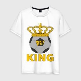 Мужская футболка хлопок с принтом Пеле король футбола в Екатеринбурге, 100% хлопок | прямой крой, круглый вырез горловины, длина до линии бедер, слегка спущенное плечо. | 