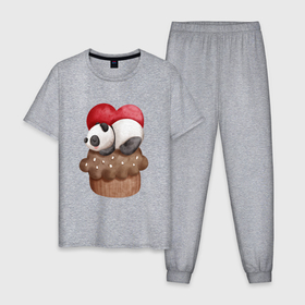 Мужская пижама хлопок с принтом Панда на кексе в Кировске, 100% хлопок | брюки и футболка прямого кроя, без карманов, на брюках мягкая резинка на поясе и по низу штанин
 | 