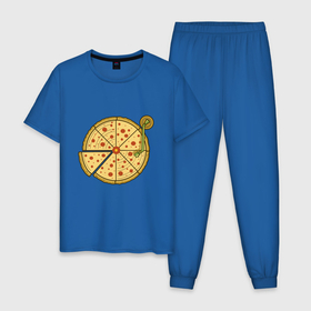 Мужская пижама хлопок с принтом Vinyl pizza в Новосибирске, 100% хлопок | брюки и футболка прямого кроя, без карманов, на брюках мягкая резинка на поясе и по низу штанин
 | Тематика изображения на принте: 