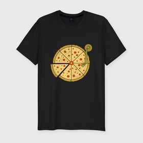 Мужская футболка хлопок Slim с принтом Vinyl pizza в Новосибирске, 92% хлопок, 8% лайкра | приталенный силуэт, круглый вырез ворота, длина до линии бедра, короткий рукав | Тематика изображения на принте: 