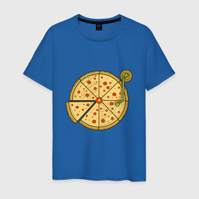 Мужская футболка хлопок с принтом Vinyl pizza в Новосибирске, 100% хлопок | прямой крой, круглый вырез горловины, длина до линии бедер, слегка спущенное плечо. | Тематика изображения на принте: 