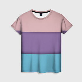 Женская футболка 3D с принтом Трёхцветный паттерн   розовый, фиолетовый и синий в Новосибирске, 100% полиэфир ( синтетическое хлопкоподобное полотно) | прямой крой, круглый вырез горловины, длина до линии бедер | 