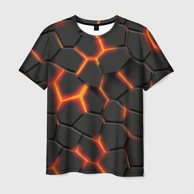 Мужская футболка 3D с принтом Разлив лавы в Тюмени, 100% полиэфир | прямой крой, круглый вырез горловины, длина до линии бедер | 