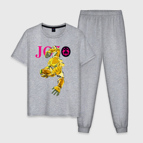 Мужская пижама хлопок с принтом The World   stand of Dio Brando   Jojo в Курске, 100% хлопок | брюки и футболка прямого кроя, без карманов, на брюках мягкая резинка на поясе и по низу штанин
 | Тематика изображения на принте: 