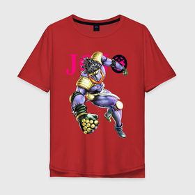 Мужская футболка хлопок Oversize с принтом Star Platinum stand of Jotaro Kujo   Jojo в Тюмени, 100% хлопок | свободный крой, круглый ворот, “спинка” длиннее передней части | 