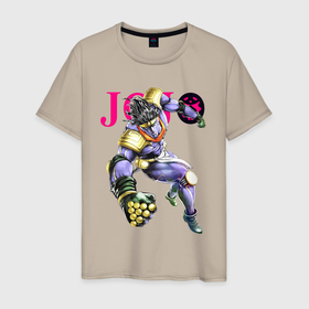 Мужская футболка хлопок с принтом Star Platinum stand of Jotaro Kujo   Jojo в Петрозаводске, 100% хлопок | прямой крой, круглый вырез горловины, длина до линии бедер, слегка спущенное плечо. | Тематика изображения на принте: 