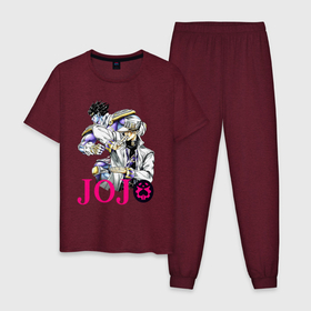 Мужская пижама хлопок с принтом Star Platinum stand of Jotaro Kujo в Санкт-Петербурге, 100% хлопок | брюки и футболка прямого кроя, без карманов, на брюках мягкая резинка на поясе и по низу штанин
 | Тематика изображения на принте: 