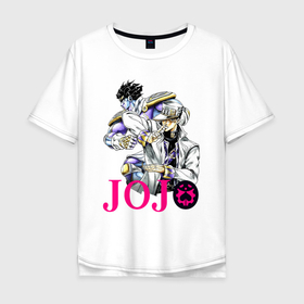 Мужская футболка хлопок Oversize с принтом Star Platinum stand of Jotaro Kujo в Санкт-Петербурге, 100% хлопок | свободный крой, круглый ворот, “спинка” длиннее передней части | Тематика изображения на принте: 