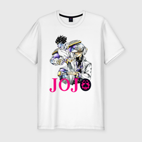 Мужская футболка хлопок Slim с принтом Star Platinum stand of Jotaro Kujo в Петрозаводске, 92% хлопок, 8% лайкра | приталенный силуэт, круглый вырез ворота, длина до линии бедра, короткий рукав | 