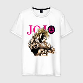 Мужская футболка хлопок с принтом Дио Брандо   JoJo Bizarre Adventure в Курске, 100% хлопок | прямой крой, круглый вырез горловины, длина до линии бедер, слегка спущенное плечо. | 