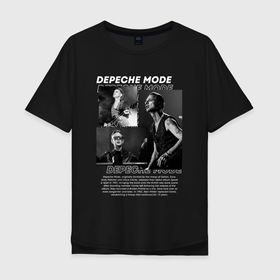 Мужская футболка хлопок Oversize с принтом Depeche Mode состав в Санкт-Петербурге, 100% хлопок | свободный крой, круглый ворот, “спинка” длиннее передней части | 