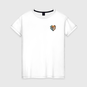 Женская футболка хлопок с принтом Навсегда в сердце: шпиц в Санкт-Петербурге, 100% хлопок | прямой крой, круглый вырез горловины, длина до линии бедер, слегка спущенное плечо | 