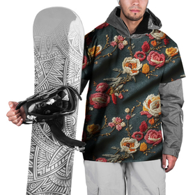 Накидка на куртку 3D с принтом Эффект вышивки разные цветы в Новосибирске, 100% полиэстер |  | 