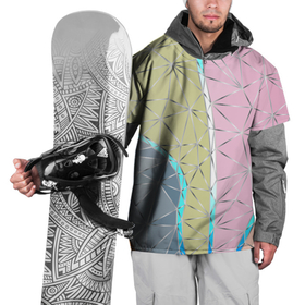 Накидка на куртку 3D с принтом Разноцветный фон из треугольников с металлическими линиями. в Новосибирске, 100% полиэстер |  | Тематика изображения на принте: 
